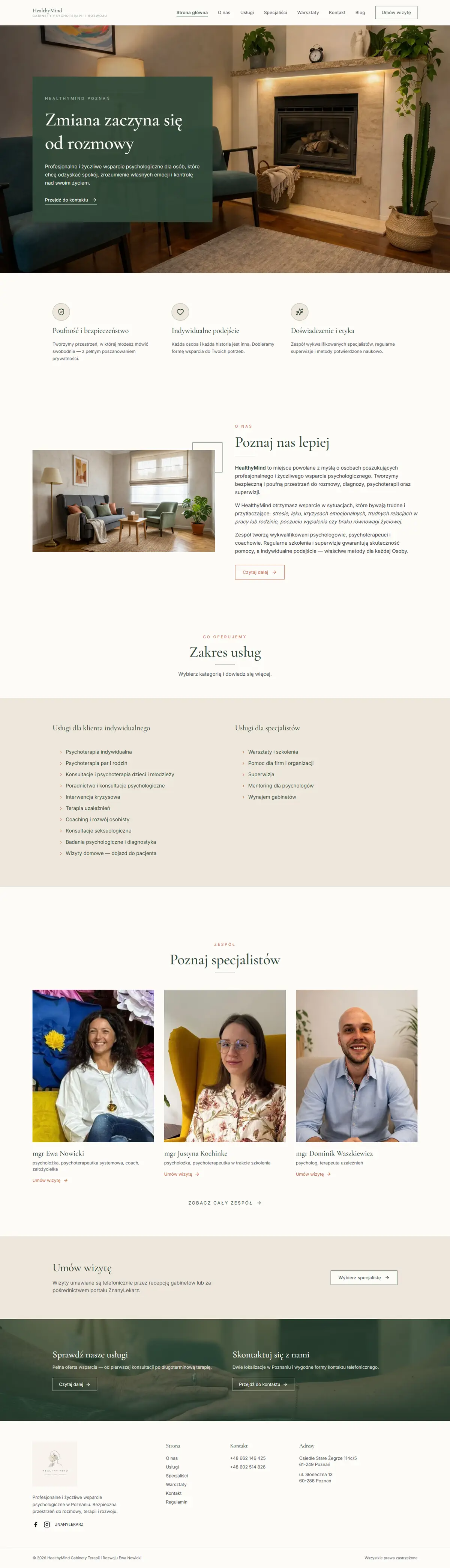 HealthyMind website, psychotherapy practice